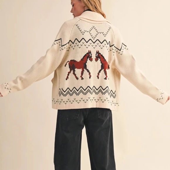 NWT Western Horse Cardigan Sweater - Picture 3 of 6